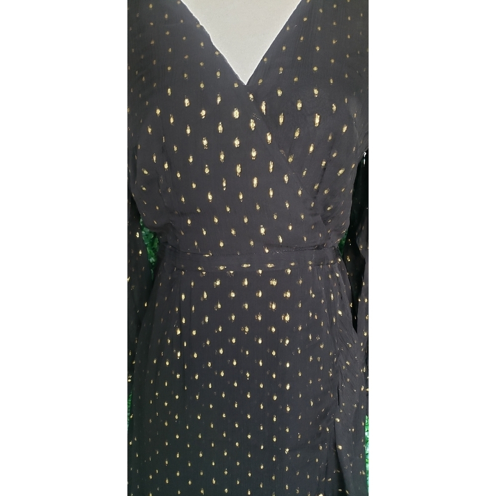 50. J.Crew Ruffle-hem Lurex® chiffon wrap dress - Picture 8 of 10
